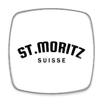 St. Moritz - Suisse - Switzerland - Swiss - Magnet carré - blanc - Devant