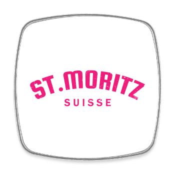 St. Moritz - Suisse - Switzerland - Swiss - Magnet carré - blanc - Devant