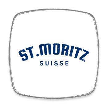 St. Moritz - Suisse - Switzerland - Swiss - Magnet carré - blanc - Devant