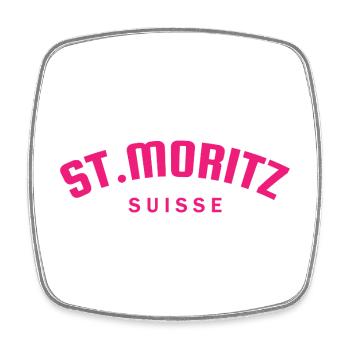 St. Moritz - Suisse - Switzerland - Swiss - Magnet carré - blanc - Devant