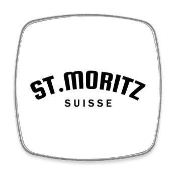 St. Moritz - Suisse - Switzerland - Swiss - Magnet carré - blanc - Devant