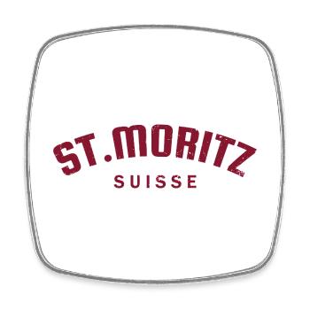 St. Moritz - Suisse - Switzerland - Swiss - Square fridge magnet - white - Front
