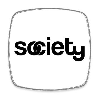 society - Viereckiger Kühlschrankmagnet - Weiß - Vorne