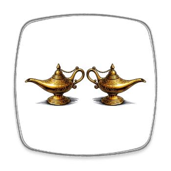Golden Oil Lamps - Square fridge magnet - white - Front