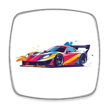 cooles drift car Rennkarosserie Kunst - Viereckiger Kühlschrankmagnet - Weiß - Vorne