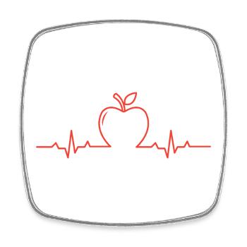 Apple teacher heartbeat - Square fridge magnet - white - Front