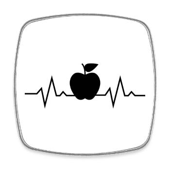 Apple teacher heartbeat - Square fridge magnet - white - Front