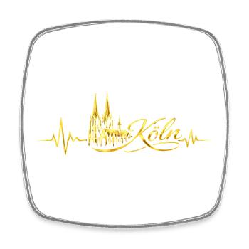 Cadeau d’amour de la cathédrale de Cologne Heartbeat Skyline - Magnet carré - blanc - Devant