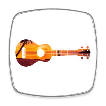 Hawaiian Ukulele Uke Beach Sunset - Square fridge magnet - white - Front