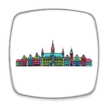 Bremen City Skyline Rathaus Linienkunst - Viereckiger Kühlschrankmagnet - Weiß - Vorne