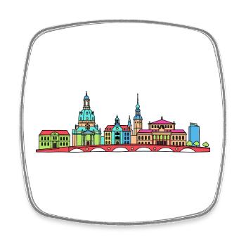 Ligne de la ville de Dresde à la Frauenkirche - Magnet carré - blanc - Devant