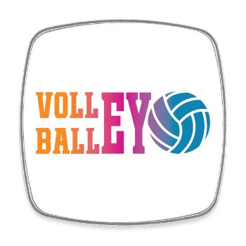 Volley-ball coloré - Magnet carré - blanc - Devant