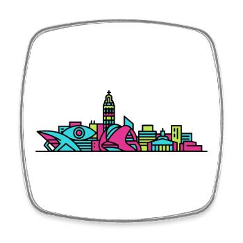 Valencia City Skyline Arts and Sciences Line Art - Square fridge magnet - white - Front