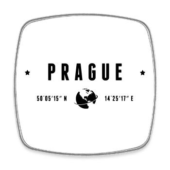 Prager GPS-Koordinaten Tschechische Republik - Viereckiger Kühlschrankmagnet - Weiß - Vorne