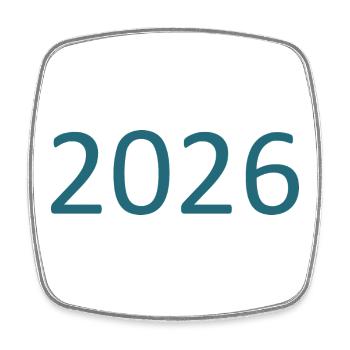 2026 Number Year - Square fridge magnet - white - Front