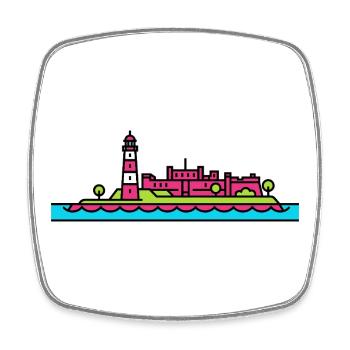 Plymouth City Skyline Smeaton's Tower Line Art - Square fridge magnet - white - Front