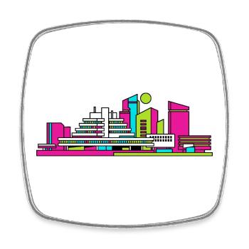 Cumbernauld City Skyline Modern Line Art - Square fridge magnet - white - Front