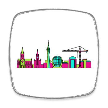 Glasgow City Skyline Clyde Arc Moderne Linienkunst - Viereckiger Kühlschrankmagnet - Weiß - Vorne