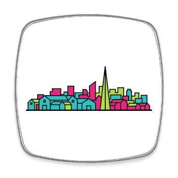 Silhouette moderne de la ligne d’horizon de Livingston City - Magnet carré - blanc - Devant