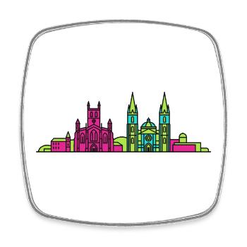 Paisley City Skyline Abbey Modern Line Art - Square fridge magnet - white - Front