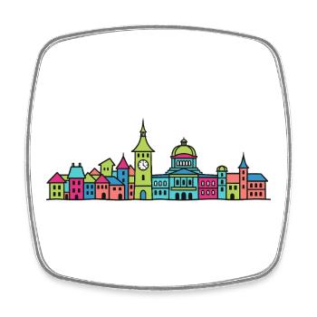 Bern City Skyline Zytglogge Moderne Linienkunst - Viereckiger Kühlschrankmagnet - Weiß - Vorne