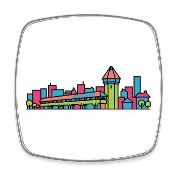 Lucerne City Skyline Chapel Bridge Line Art - Viereckiger Kühlschrankmagnet - Weiß - Vorne