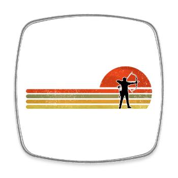 Silhouette rétro de Sunset Archer - Magnet carré - blanc - Devant