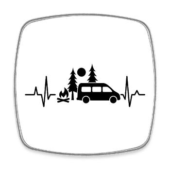 Herzschlag Vanlife Silhouette - Viereckiger Kühlschrankmagnet - Weiß - Vorne