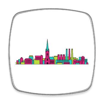 Västeras City Skyline Kathedrale Moderne Linienkunst - Viereckiger Kühlschrankmagnet - Weiß - Vorne