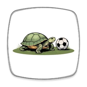 Turtle and football - Square fridge magnet - white - Front