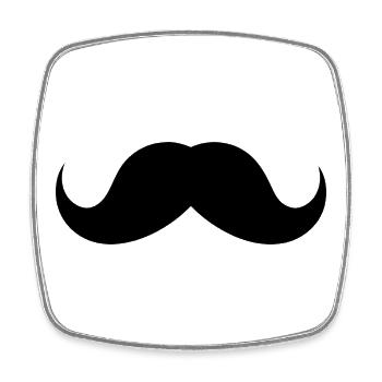 Moustache - Magnet carré - blanc - Devant