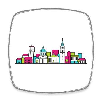 Skyline der Stadt Vilnius Gediminas Turmkunst - Viereckiger Kühlschrankmagnet - Weiß - Vorne