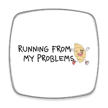 Running from My Problems – Retro Comic Humor - Square fridge magnet - white - Front
