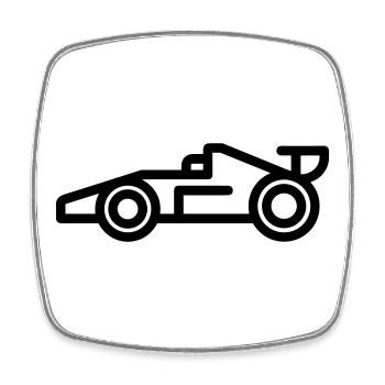 voiture de course - Magnet carré - blanc - Devant