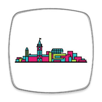 Ottawa City Skyline Parliament Hill Line Art - Viereckiger Kühlschrankmagnet - Weiß - Vorne