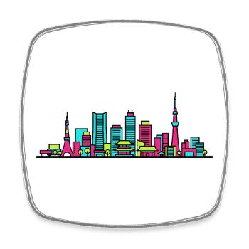 Tokyo City Skyline Skytree Tower Moderne Kunst - Viereckiger Kühlschrankmagnet - Weiß - Vorne