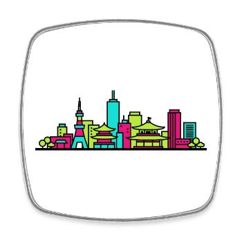 Kyoto City Skyline Tempelpagode Moderne Kunst - Viereckiger Kühlschrankmagnet - Weiß - Vorne