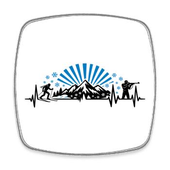 Biathlon Herzschlag Geschenk Fan - Viereckiger Kühlschrankmagnet - Weiß - Vorne