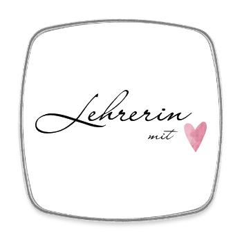 Teacher with heart - gift idea for teachers - Square fridge magnet - white - Front