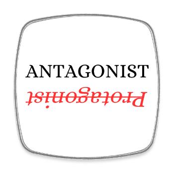 Antagonist-Protagonist - Viereckiger Kühlschrankmagnet - Weiß - Vorne