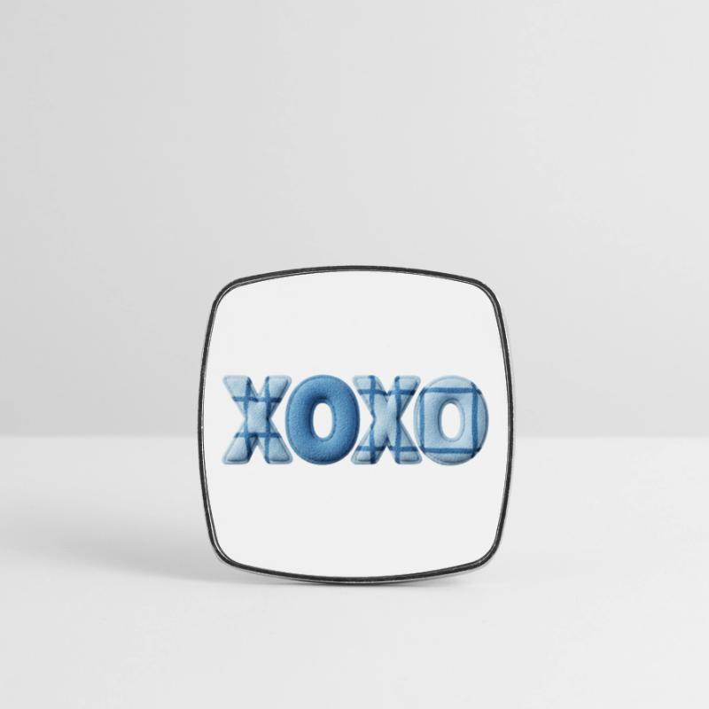 XOXO Patchwork Look mit Stoff Optik Viereckiger Kühlschrankmagnet