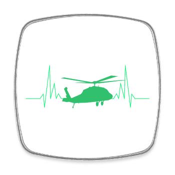 Hubschrauber Herzschlag Ekg - Viereckiger Kühlschrankmagnet - Weiß - Vorne