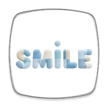 Stitch Patch Smile Lettering - Square fridge magnet - white - Front