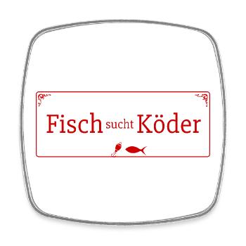 Fisch sucht Köder Vintage Angeln - Viereckiger Kühlschrankmagnet - Weiß - Vorne