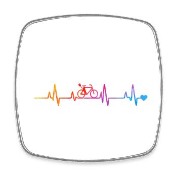 Rainbow Bicycle Pulse Lines - Square fridge magnet - white - Front