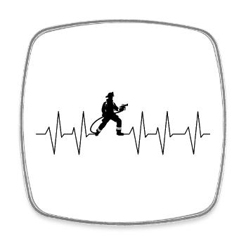 Firefighter heartbeat firefighter - Square fridge magnet - white - Front