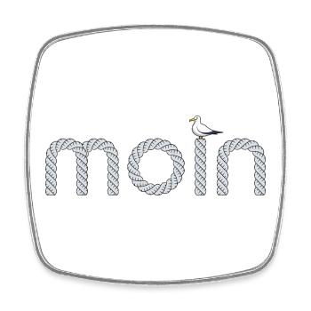 Moin Schriftzug mit kleiner Möwe - Viereckiger Kühlschrankmagnet - Weiß - Vorne