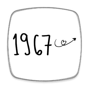1967 Jubiläum 1967 Rückblick 1967 - Viereckiger Kühlschrankmagnet - Weiß - Vorne