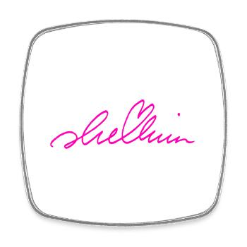 Magenta Graffiti Signature on Black - Square fridge magnet - white - Front