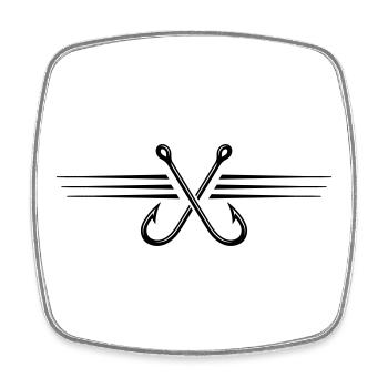 Fish hook icon - Square fridge magnet - white - Front